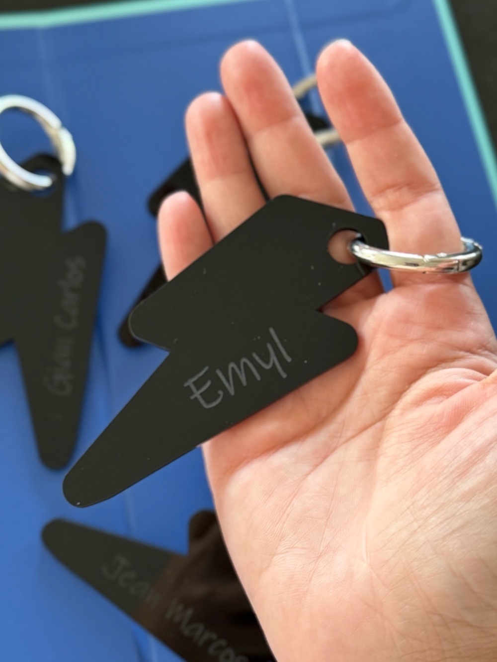Black Lightning Bolt Key Tag - Customizable  Accessory